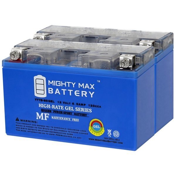 YT7B-BS GEL 12V 6.5AH Replacement Battery compatible with CT7B-BS ET7B-BS - 2PK, Mighty Max Battery, Mfr#: MAX3992836